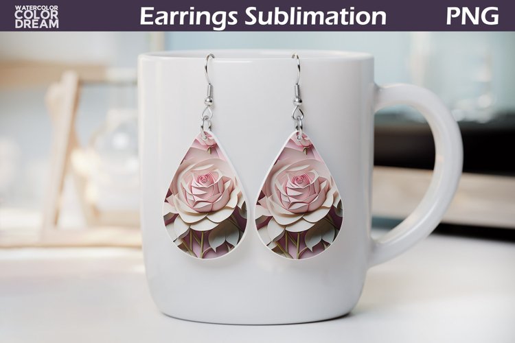 3d Flowers Teardrop Earrings | Rose Teardrop Earrings