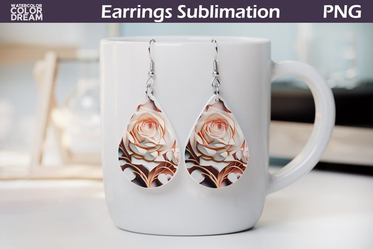 3d Flowers Teardrop Earrings | Rose Teardrop Earrings
