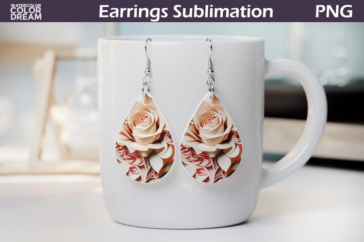 3d Flowers Teardrop Earrings | Rose Teardrop Earrings