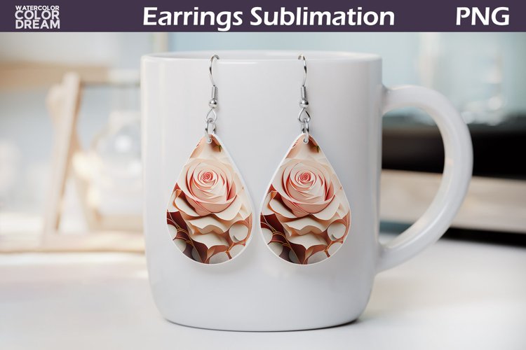 3d Flowers Teardrop Earrings | Rose Teardrop Earrings
