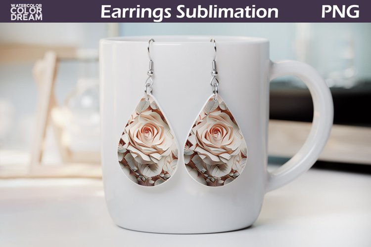 3d Flowers Teardrop Earrings | Rose Teardrop Earrings