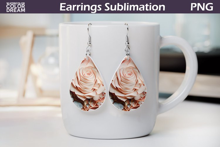 3d Flowers Teardrop Earrings | Rose Teardrop Earrings