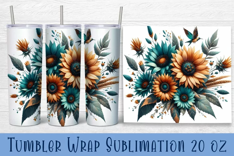 Floral Tumbler. Watercolor Flower Tumbler Wrap