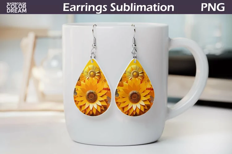 Sunflowers Teardrop Earrings | Floral Earrings Sublimation