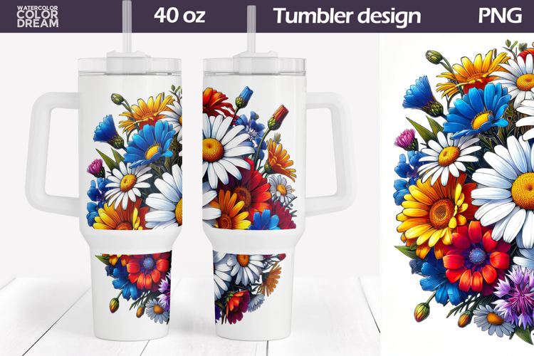 Wildflowers Tumbler 40 Oz | Daisy Floral Tumbler 40 Oz