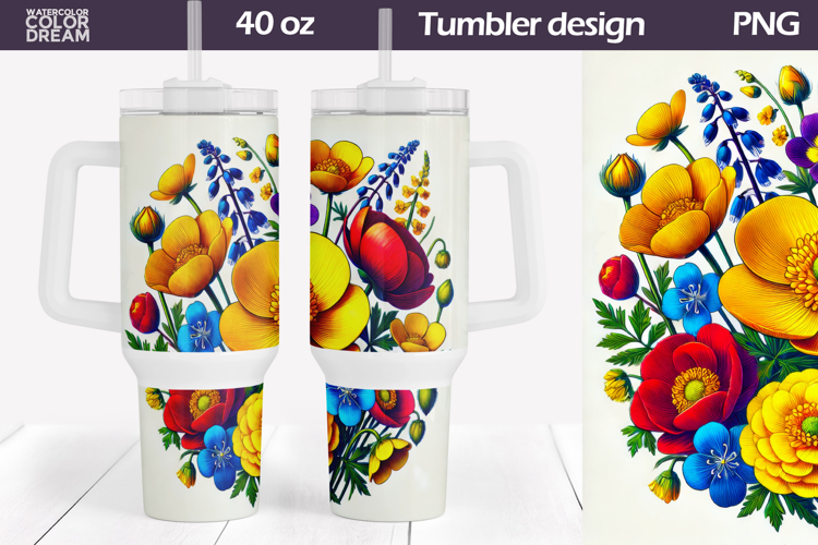 Wildflowers Tumbler 40 Oz | Floral Tumbler 40 Oz