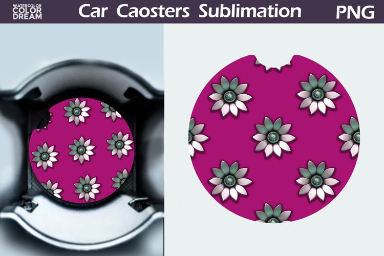 Flowers Car Coaster | Floral Coaster | Car Coast example image 1