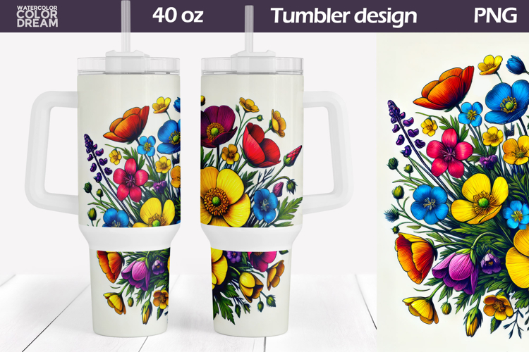 Wildflowers Tumbler 40 Oz | Floral Tumbler 40 Oz