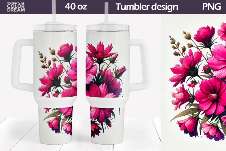 Wildflowers Tumbler 40 Oz | Pink Floral Tumbler 40 Oz