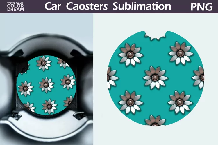Flowers Car Coaster | Floral Coaster | Car Coast