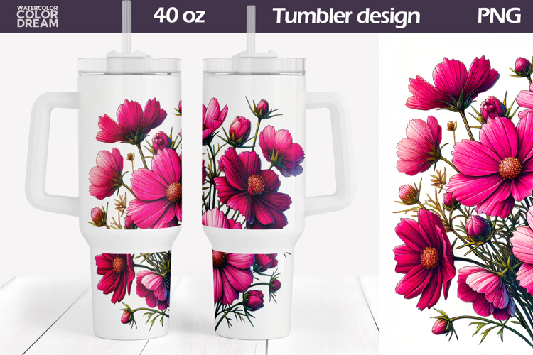 Wildflowers Tumbler 40 Oz | Pink Floral Tumbler 40 Oz