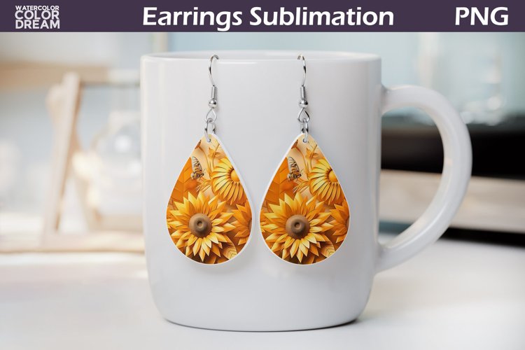 Sunflowers Teardrop Earrings | Floral Earrings Sublimation