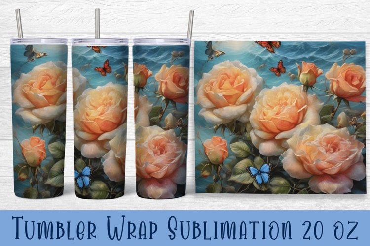 Floral Tumbler. Watercolor Flower Tumbler Wrap