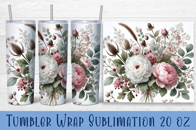 Peonies Tumbler Wrap | 20 oz. Straight Skinny Design