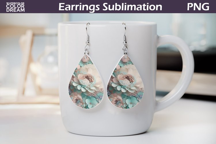 3d Flowers Teardrop Earrings | Floral Earrings Sublimation