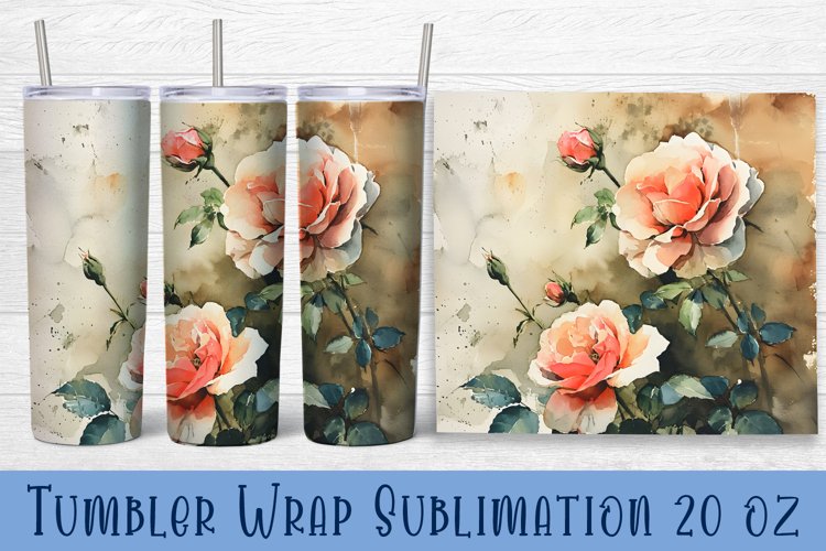Floral Tumbler. Watercolor Flower Tumbler Wrap