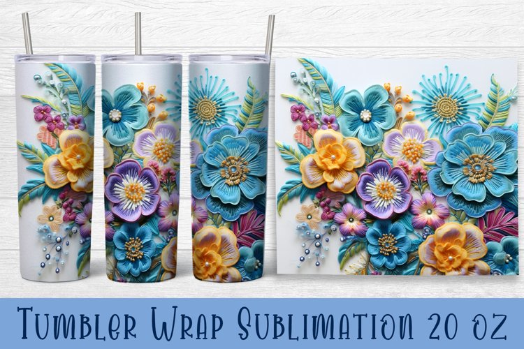Floral Tumbler. Watercolor Flower Tumbler Wrap
