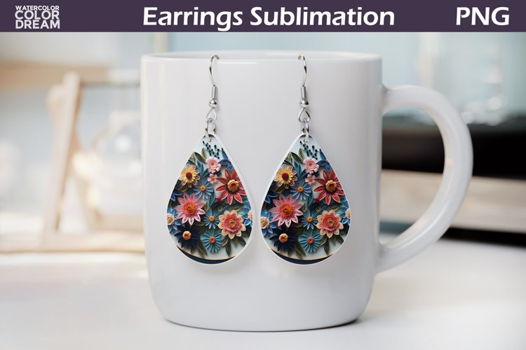 3d Flowers Teardrop Earrings | Floral Teardrop Earring