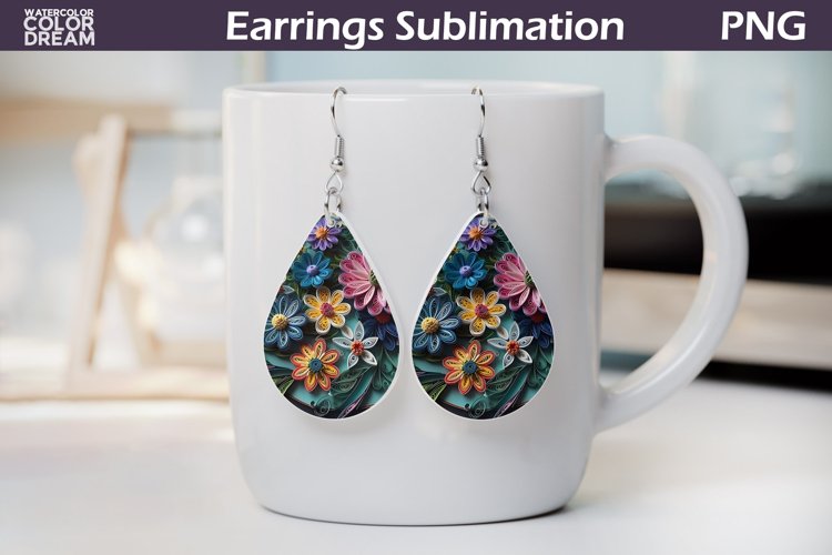 3d Flowers Teardrop Earrings | Floral Teardrop Earring