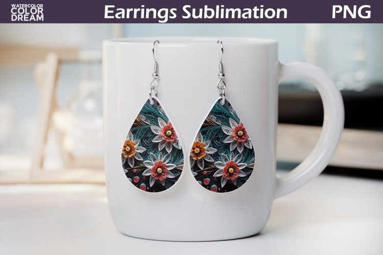3d Flowers Teardrop Earrings | Floral Teardrop Earring