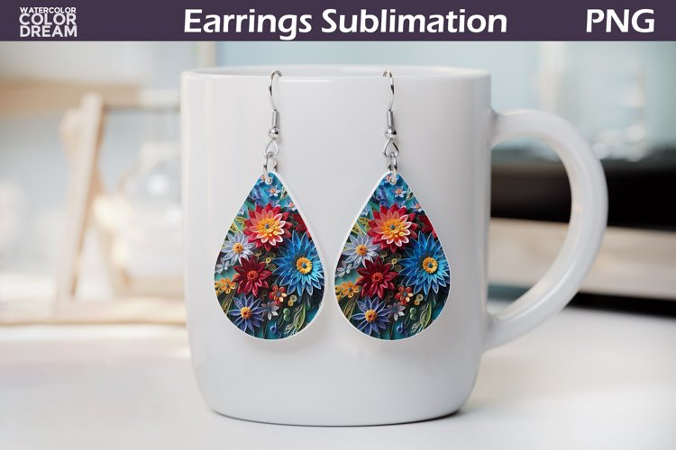 3d Flowers Teardrop Earrings | Floral Teardrop Earring