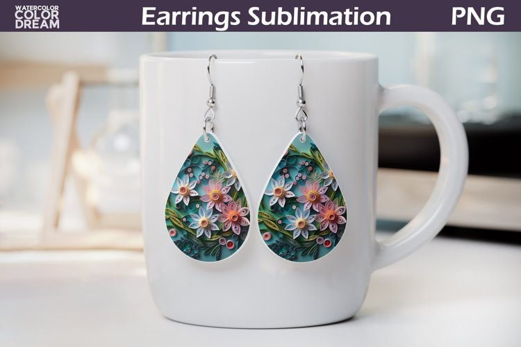 3d Flowers Teardrop Earrings | Floral Teardrop Earring