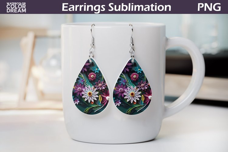 3d Flowers Teardrop Earrings | Floral Teardrop Earring