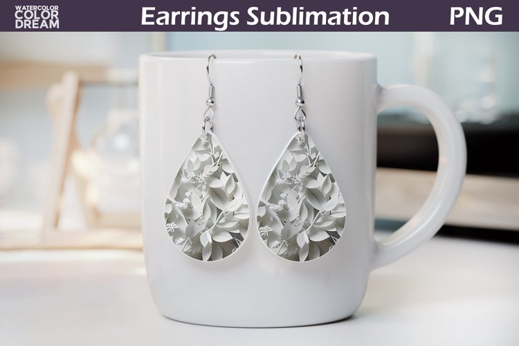 3d Flowers Teardrop Earrings | White Floral Teardrop Earring