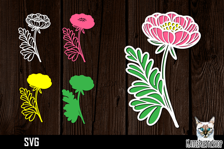 3d layered papercut flower svg, multilayered flower svg