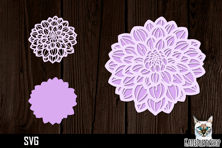 3d layered papercut Chrysanthemum svg, multilayered flower