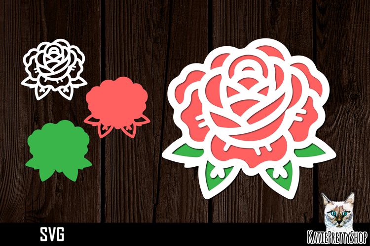 3d layered papercut rose svg, multilayered flower svg