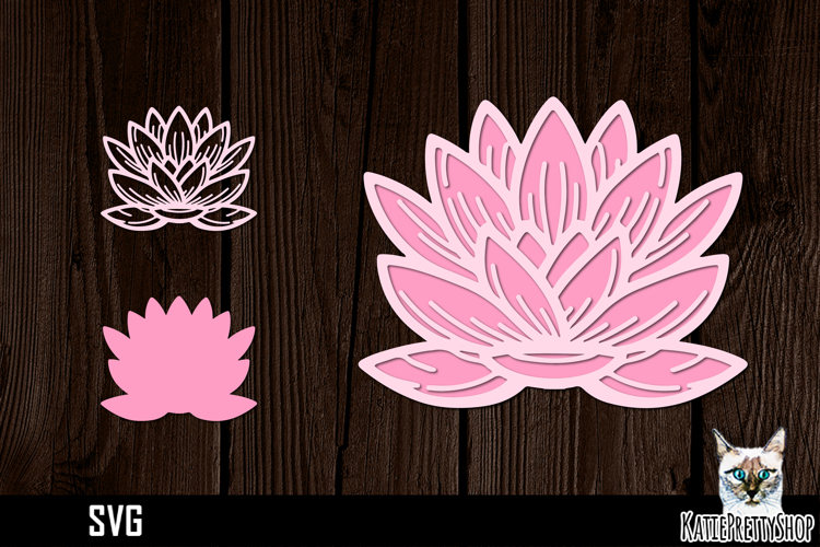 3d layered papercut lotus svg, multilayered lily flower svg