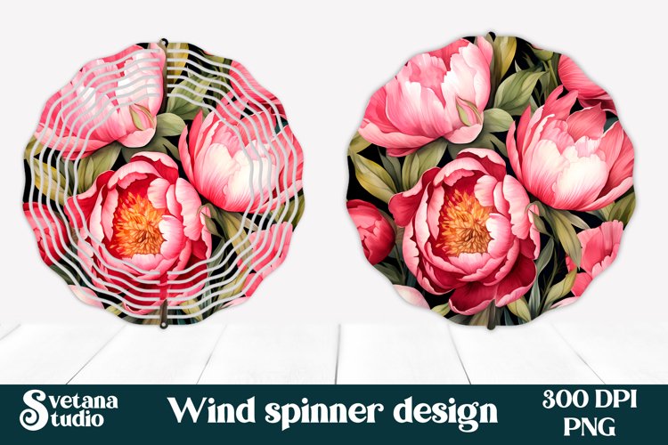 Peonies flower wind spinner sublimation design