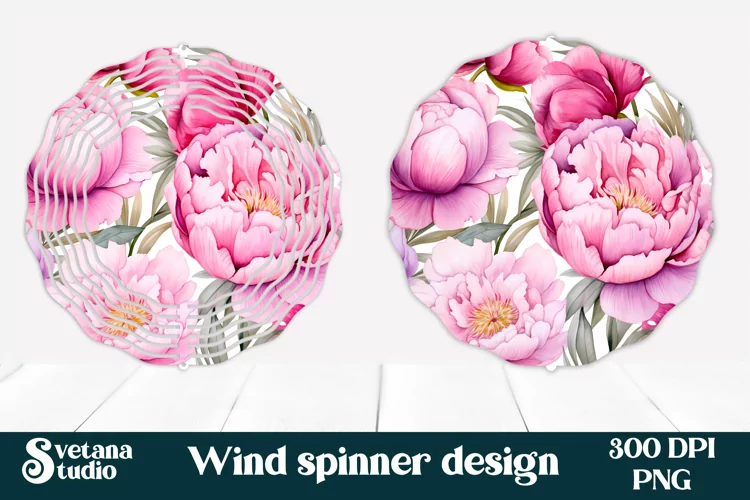 Peonies flower wind spinner sublimation