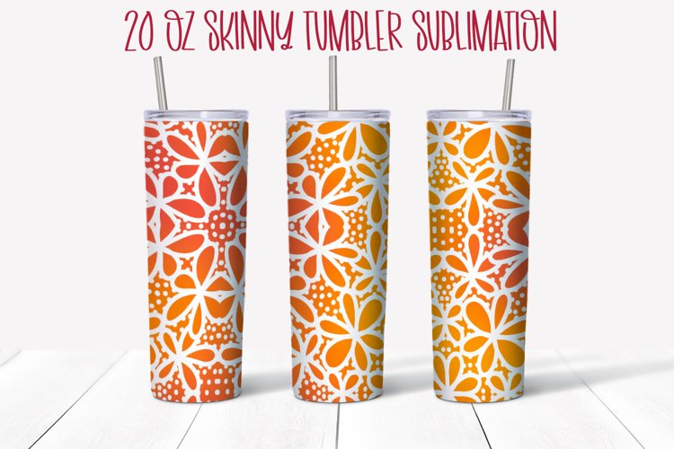 Orange Flowers 20 OZ Skinny Tumbler Design Sublimation example image 1