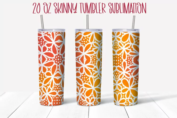 Orange Flowers 20 OZ Skinny Tumbler Design Sublimation