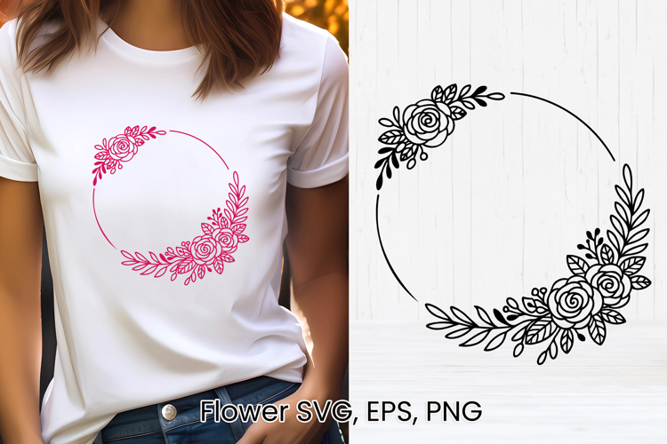 Flower wreath SVG design | Floral silhouette SVG
