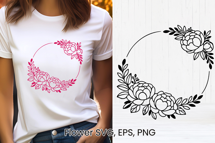 Flower wreath SVG design | Floral silhouette SVG