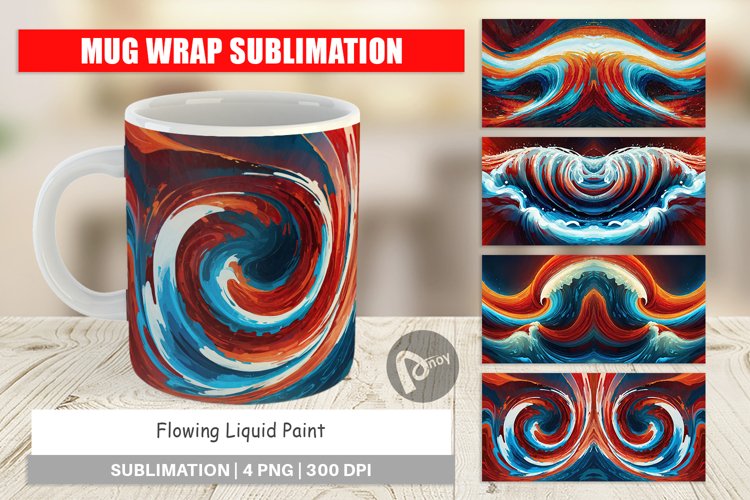 Mug Wrap Design Flowing Liquid Paint