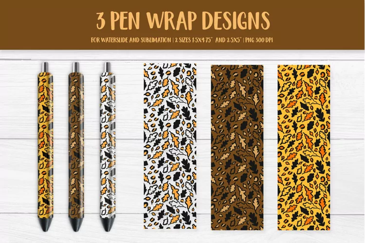 Autumn Oak Leaves Pen Wrap Sublimation or Waterslide