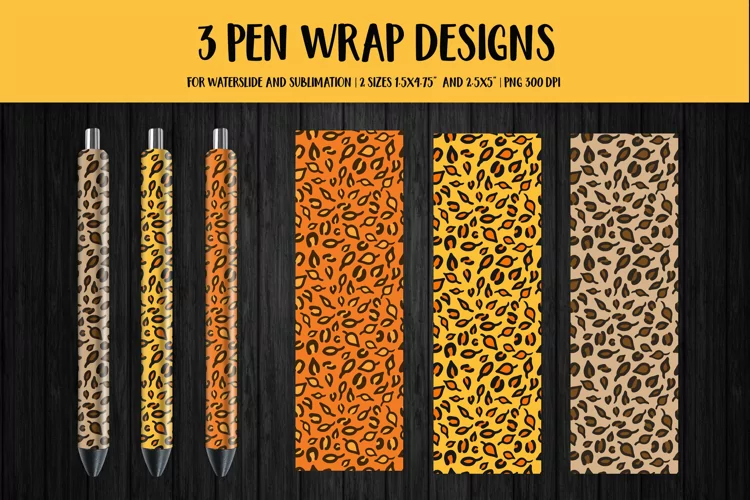 Fall Leaves Leopard Print Pen Wrap Sublimation or Waterslide