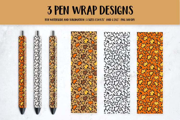 Fall Maple Leaves Leopard Pen Wrap Sublimation or Waterslide