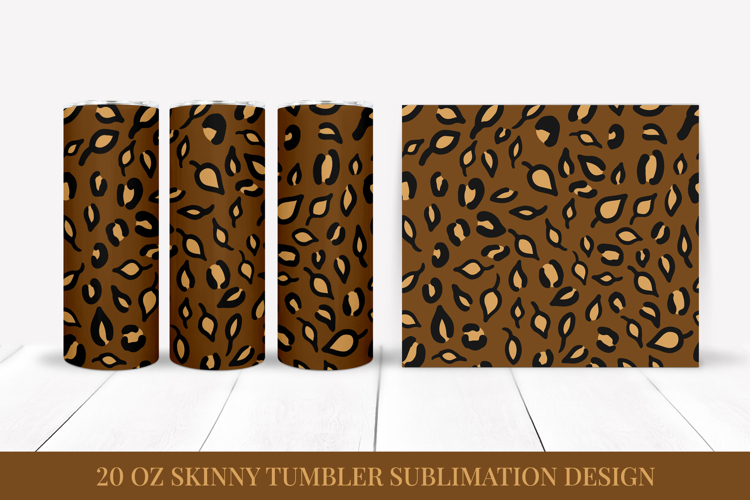 Fall Leaves Leopard Tumbler Wrap Sublimation Design FLT033