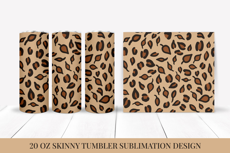 Fall Leaves Leopard Tumbler Wrap Sublimation Design FLT034