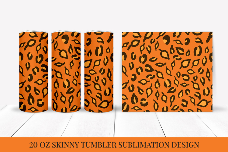 Fall Leaves Leopard Tumbler Wrap Sublimation Design FLT036