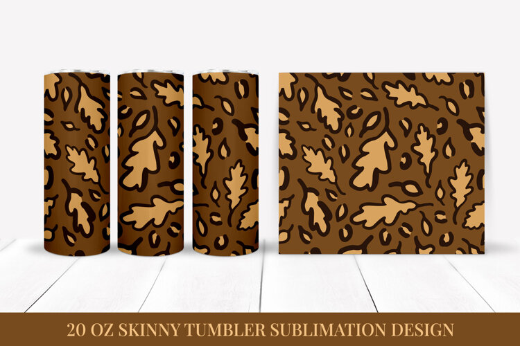 Fall Leaves Leopard Tumbler Wrap Sublimation Design FLT046 example image 1