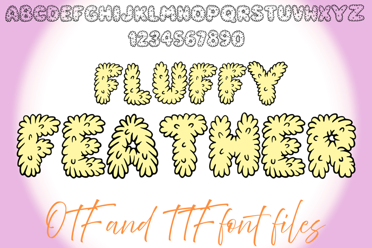 Fluffy Feather Lettering ABC Text Font Furry Alphabet OTF