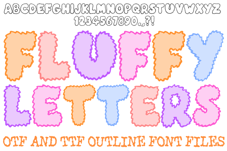 Fluffy Letters Font Typography Cartoon Lettering ABC OTF