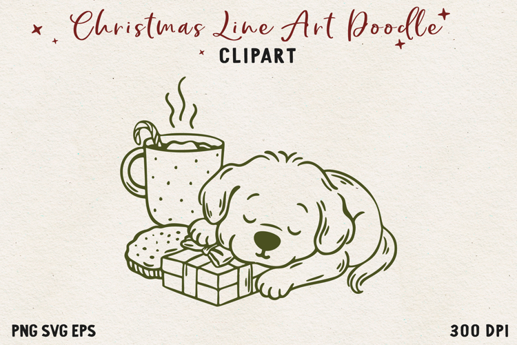 Vintage Hand-Drawn Christmas Illustration| Line Art Clipart