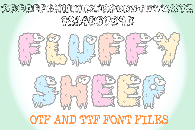 Fluffy Sheep Lettering ABC Text Font Alphabet OTF Type